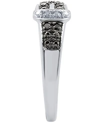 Black Diamond (1/8 ct. t.w.) & White Accent Buckle Ring Sterling Silver