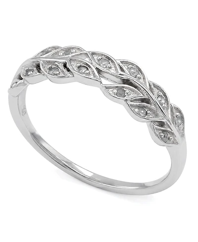 Diamond Leaf Band (1/10 ct. t.w.) Sterling Silver