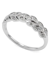 Diamond Leaf Band (1/10 ct. t.w.) Sterling Silver