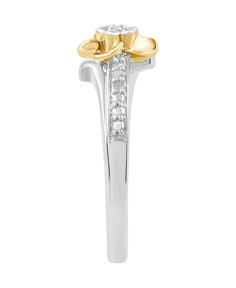 Diamond Flower Ring (1/10 ct. t.w.) in Sterling Silver & 14k Gold-Plate