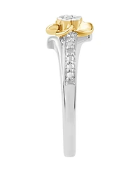 Diamond Flower Ring (1/10 ct. t.w.) in Sterling Silver & 14k Gold-Plate