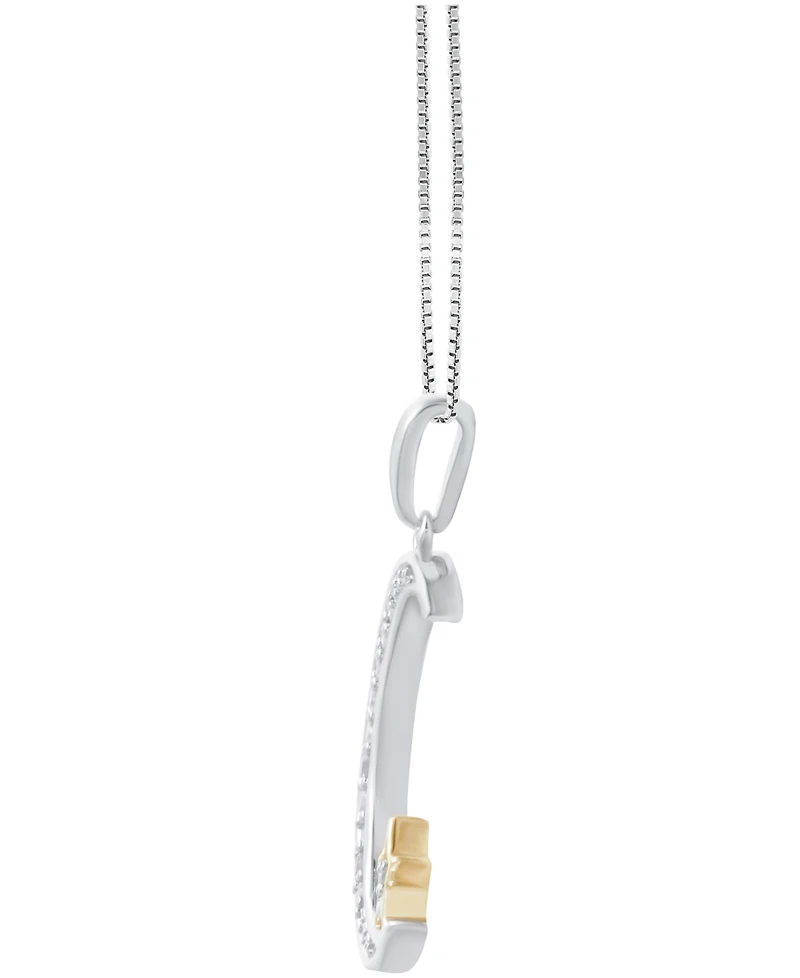 Diamond Moon & Star 18" Pendant Necklace (1/10 ct. t.w.) in Sterling Silver & 14k Gold-Plate