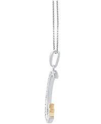 Diamond Moon & Star 18" Pendant Necklace (1/10 ct. t.w.) in Sterling Silver & 14k Gold-Plate