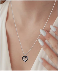 Black & White Diamond Heart 18" Pendant Necklace (1/6 ct. t.w.) in Sterling Silver
