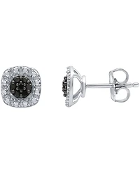 Black Diamond Cluster Square Stud Earrings (1/6 ct. t.w.) in Sterling Silver