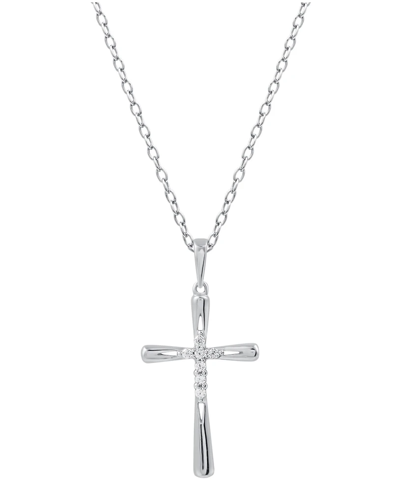 Diamond Cross 18" Cross Pendant Necklace (1/10 ct. t.w.) in Sterling Silver