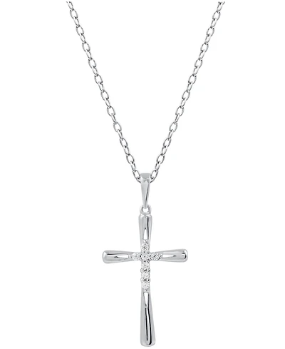 Diamond Cross 18" Cross Pendant Necklace (1/10 ct. t.w.) in Sterling Silver