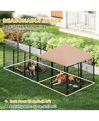 Ruie Large Outdoor Dog Kennel with Rotating Adjustable Bowls and Uv Canopy