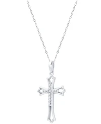 Diamond Cross Pendant Necklace (1/10 ct. t.w.) In Sterling Silver