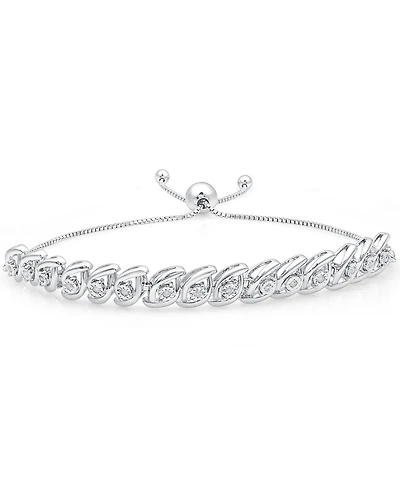 Diamond Wave Bolo Bracelet (1/6 ct. t.w.) in Sterling Silver
