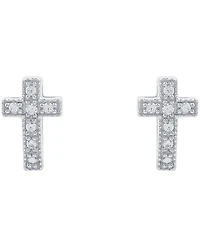 Diamond Cross Stud Earrings (1/10 ct. t.w.) in Sterling Silver