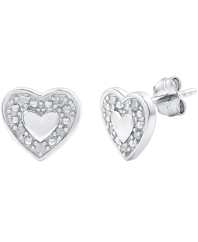 Diamond Heart Stud Earrings (1/10 ct. t.w.) in Sterling Silver