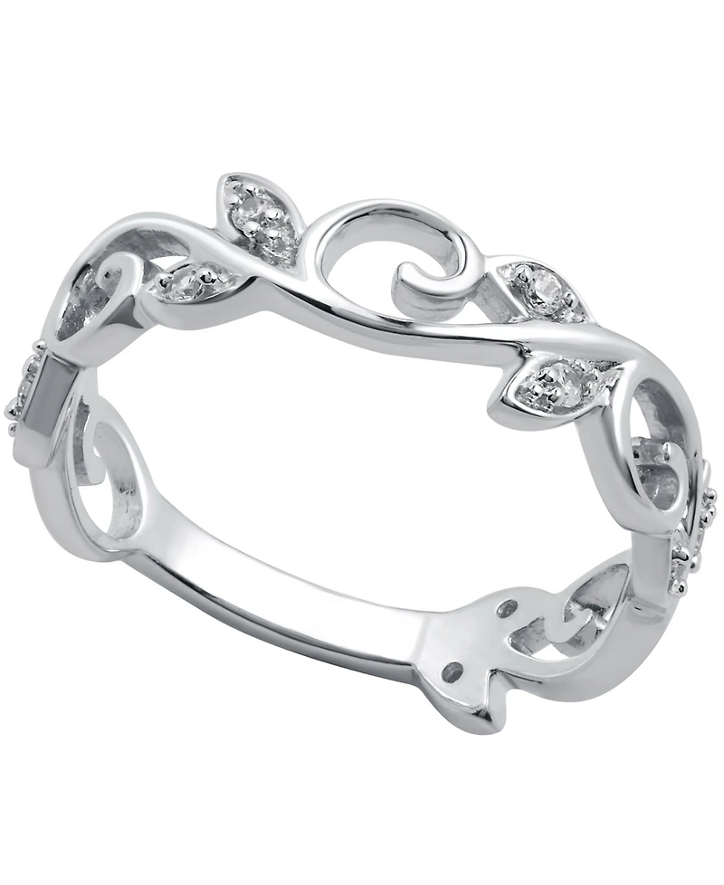 Diamond Vine & Leaf Ring (1/10 ct. t.w.) Sterling Silver