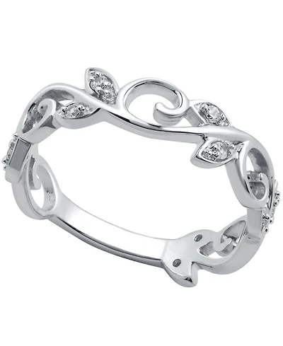 Diamond Vine & Leaf Ring (1/10 ct. t.w.) Sterling Silver