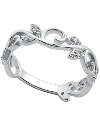 Diamond Vine & Leaf Ring (1/10 ct. t.w.) Sterling Silver
