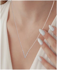 Diamond "V" Necklace (1/10 ct. t.w.) in Sterling Silver
