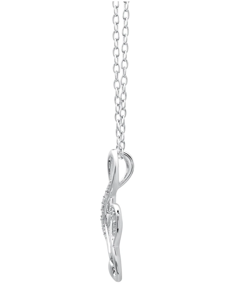 Diamond Treble Clef Heart Pendant Necklace in Sterling Silver (1/10 ct. t.w.)