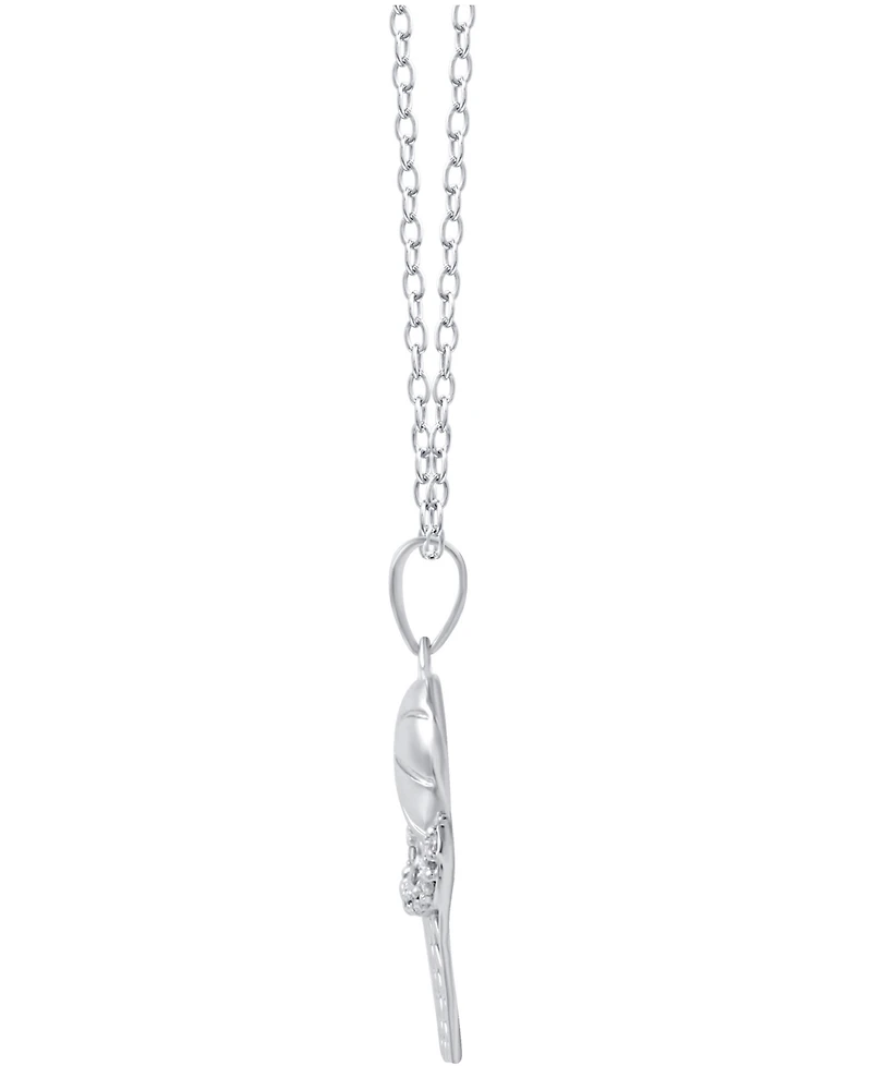 Diamond Basketball and Hoop Pendant Necklace in Sterling Silver (1/10 ct. t.w.)
