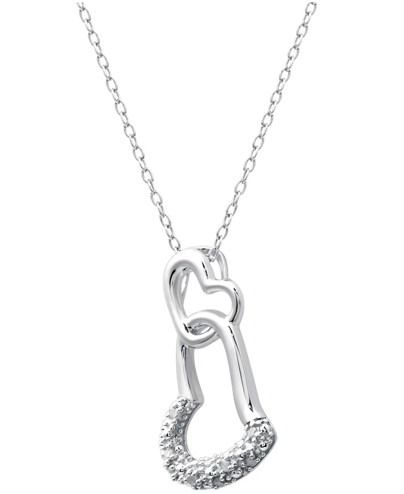 Sterling Silver Diamond Double Heart Pendant Necklace (1/10 ct. t.w.)