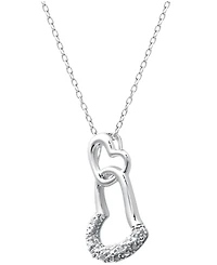 Sterling Silver Diamond Double Heart Pendant Necklace (1/10 ct. t.w.)