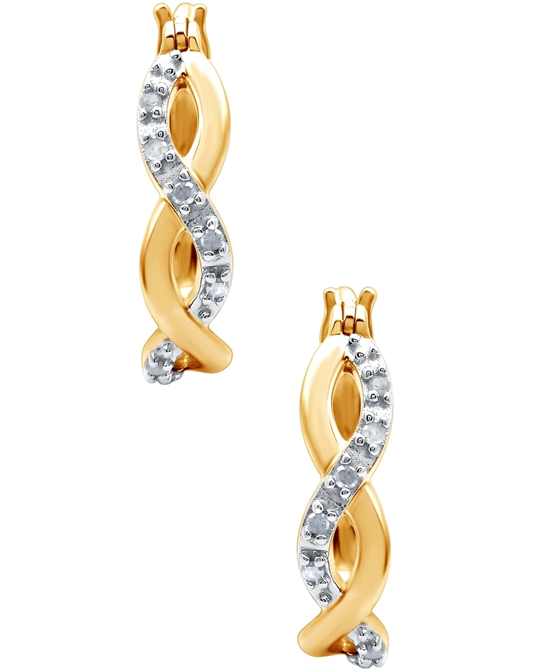 Diamond Infinity Hoop Extra Small Earrings in 18k Gold and Sterling Silver (1/10 ct. t.w.)