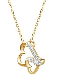Double Wavy Heart Diamond Pendant Necklace in 18k Gold over Sterling Silver (1/10 ct. t.w.)