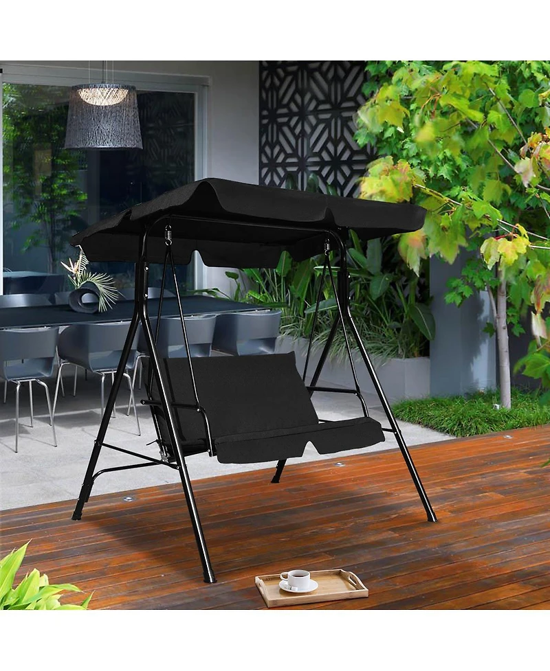 Costway Loveseat Patio Canopy Swing Glider Hammock Cushioned Steel Frame Outdoor