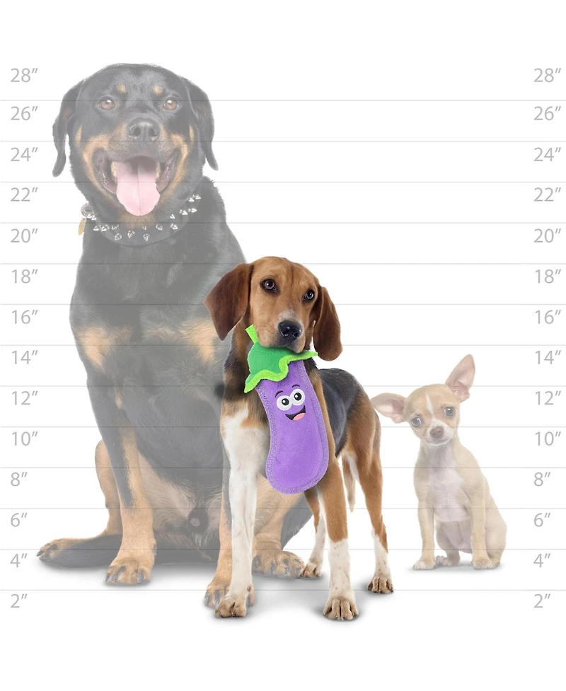 Tuffy Funny Food Eggplant, Durable Plush Squeaky Dog Toy