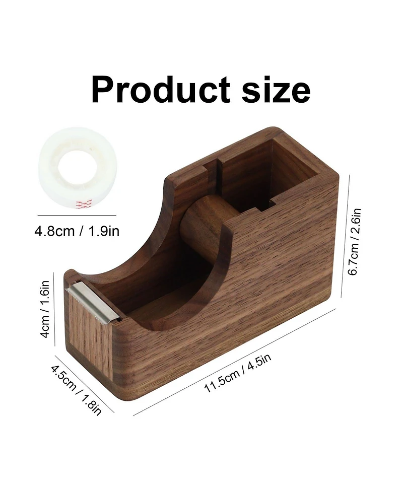 Danrong Walnut Wood 2 in 1 Desk Organizer Tape Dispenser With Pen Holder