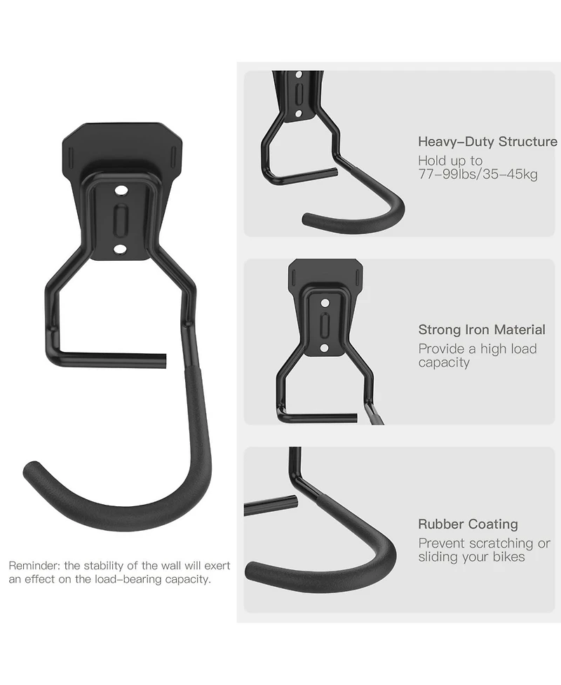 Xdovet Bike Wall Mount Hook Heavy Duty Vertical Stand Hanger Brackets 8 Pack