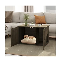 Ruie Hidden Cat Litter Box Enclosure End Table with Removable Divider