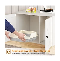 Ruie Hidden Cat Litter Box Cabinet End Table with Removable Divider Panel