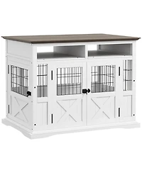 Ruie Dog Crate Furniture End Table with Storage and Double Doors