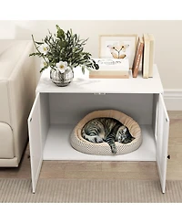 Ruie Cat Litter Box Furniture Enclosure with Barn Door and Tabletop