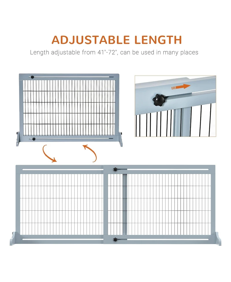 Ruie Extra Wide Adjustable Freestanding Wooden Pet Gate Indoor Dog Barrier