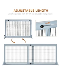 Ruie Extra Wide Adjustable Freestanding Wooden Pet Gate Indoor Dog Barrier