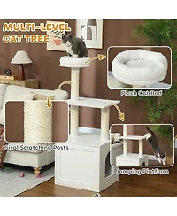 Ruie Cat Tree with Litter Box Enclosure Scratching Posts and Bed