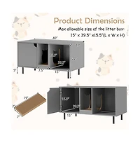 Ruie Cat Litter Box Enclosure Hidden Washroom with Detachable Scratching Board