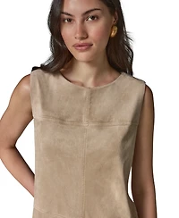 Sleeveless Suede Sheath Dress