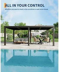 gaomon Louvered Pergola - 12 x 20 All-Aluminum Outdoor Pergolas with Adjustable Louvered Roof, Integrated Drainage System, Outdoor Gazebo