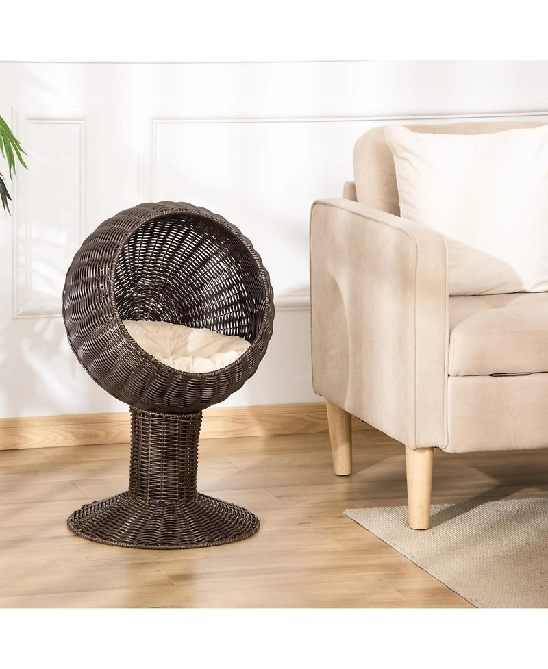 Ruie Elevated Cat Bed with Rotatable Egg Chair Pod and Thick Cushion