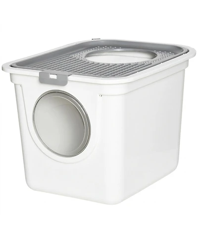 Ruie Covered Cat Litter Box with Front Entrance Top Exit and Scoop
