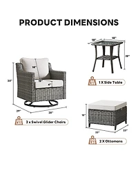 Pocassy Patio Furniture Set with Thick Cushion, Outdoor High Back Swivel Rocker Chairs, 5 Piece Wicker Conversation