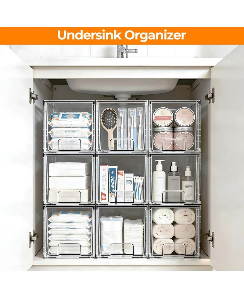 Xdovet Stackable Plastic Organizer Drawers Bathroom Kitchen Pantry Makeup Storage