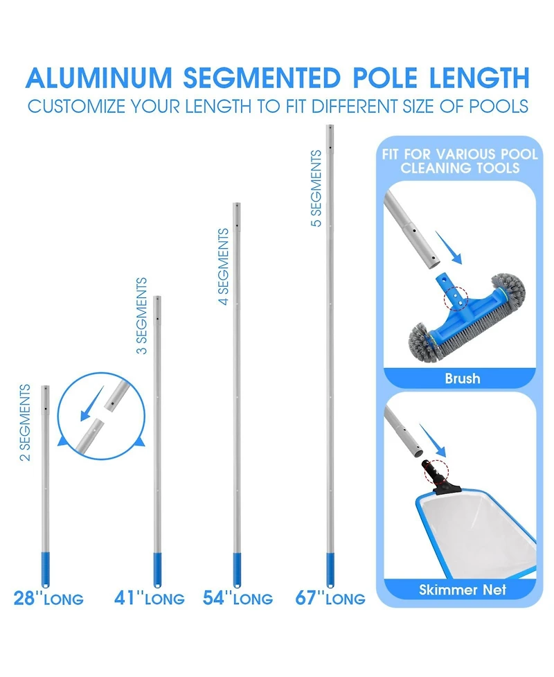 Xdovet Pool Brush Skimmer Net Pole Kit