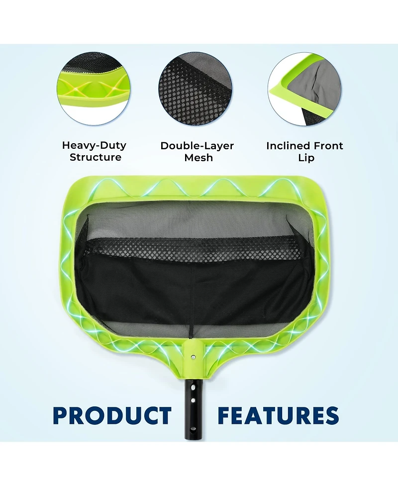 Xdovet Pool Skimmer Net Leaf Rake Fine Mesh Triangular Frame
