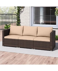 Sugift 3 Pieces Patio Sectional Sofa Set with Soft Cushions