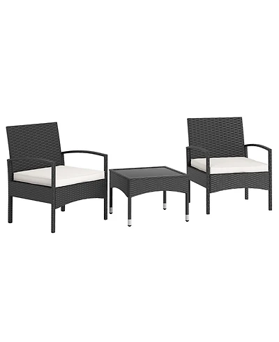 Sugift 3-Piece Patio Furniture Set Rattan Bistro Chairs with Table