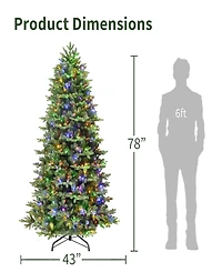 Puleo International 6.5" Pre-Lit Artificial Slim Noble Fir Tree