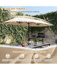 Sugift Double-Sided Patio Solar Color Changing Led Umbrella with Crank Lift